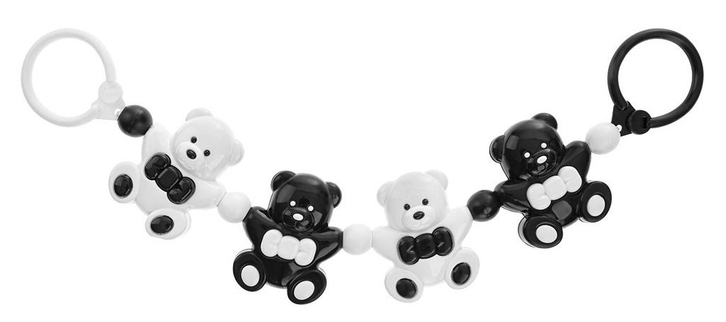 Klasické chrastítko na kočárek černobílí medvídci 